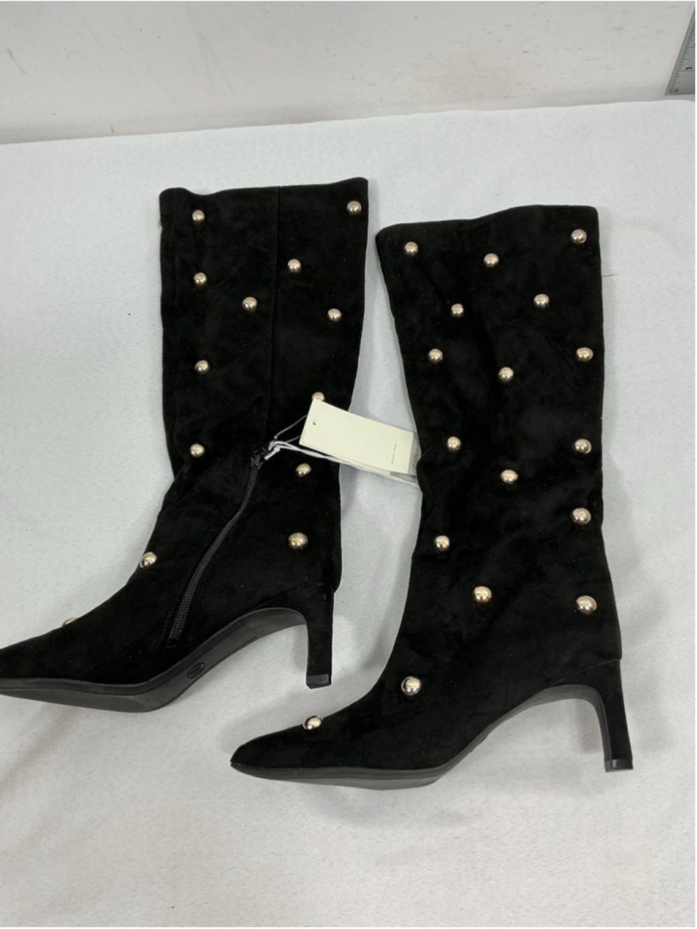 Womans NWT A New Day Justice Black Knee High Boots Size 6.5 Studs Kitten Heel - Picture 3 of 8